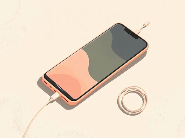 Slim portable power bank charging a smartphone